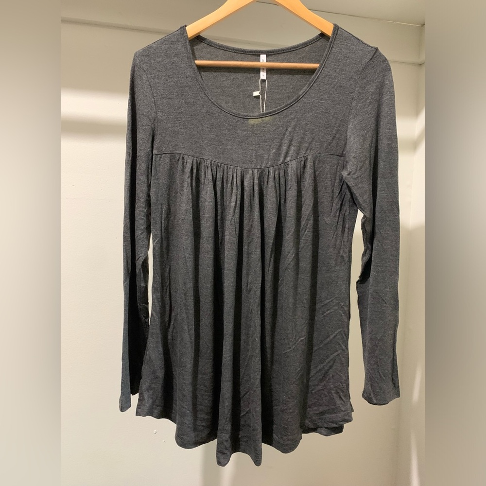 Longyuan Long Sleeve Flow Shirt, Gray, Size M